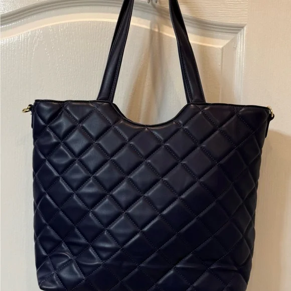 Valentino Navy Quilted Tote Bag by Mario Valentino Crossbody & Handbag New